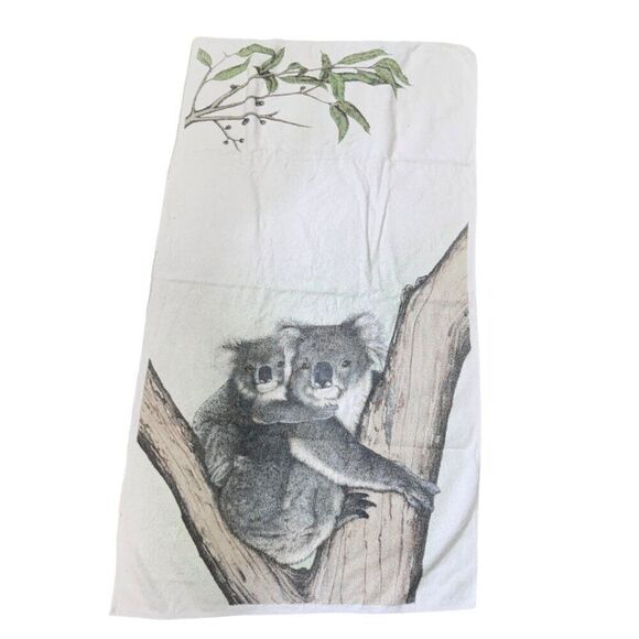 Koala Hug Mom Baby Beach Towel 27"X47.5" Ke-Tex 100% Cotton Kel Tex Made Brazil - Picture 1 of 5